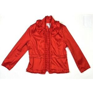 Vintage Tally Taylor Jacket Women's 16W Red Full Zip Ruffle